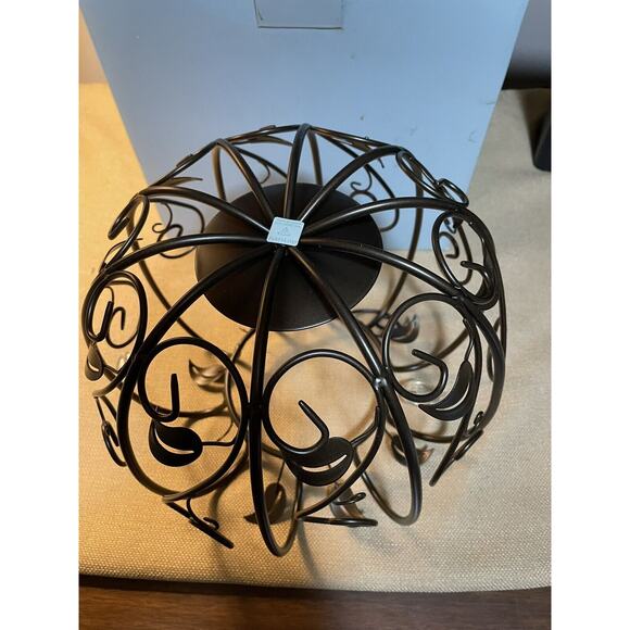 Partylite 8” Tall Metal Pumpkin Pillar Candle Holder Fall Autumn, Halloween - Picture 5 of 6